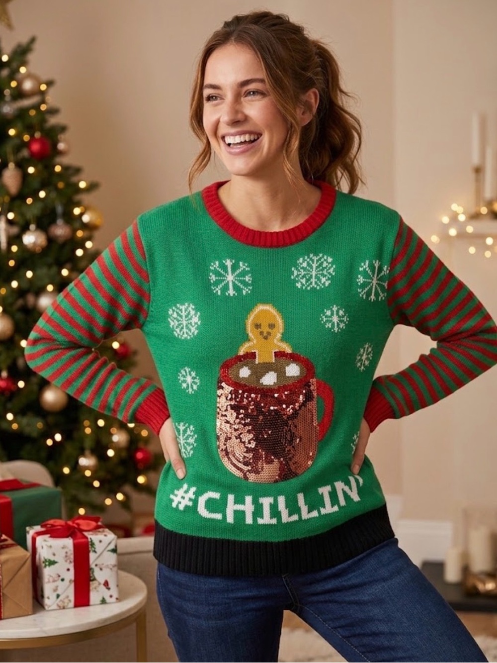 Ugly Christmas Sweater Lights Up Women’s Small S